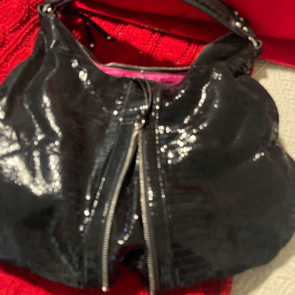 Glossy Black Women's Hobo Bag